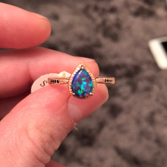 Fragrant Jewels Blue Opal Lovely Ring - Size 8 - Picture 7 of 10